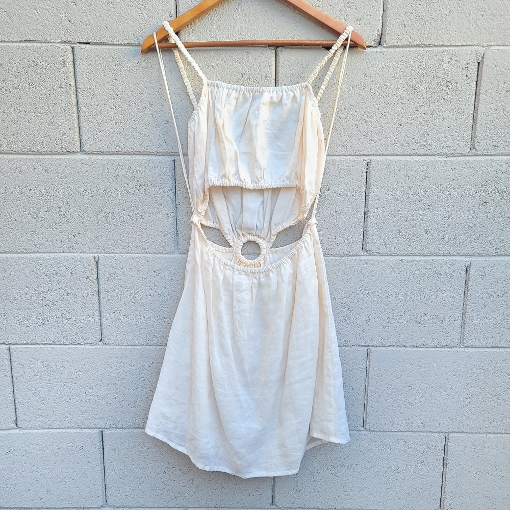 Faithfull the Brand | Zumi Cutout Mini Dress in Plain Shell Size 10 - Picture 9 of 12